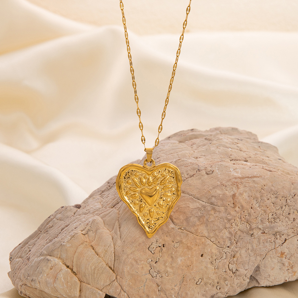 1 piece classic series elegant heart stainless steel  gold color plated women's pendant necklaces h5Picture7