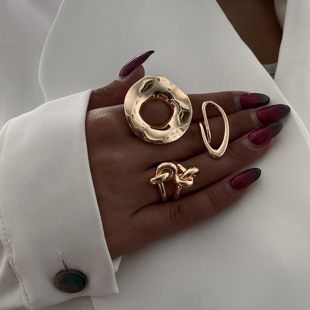 1 pair simple series simple line stainless steel  gold plated women single rings h5Picture8