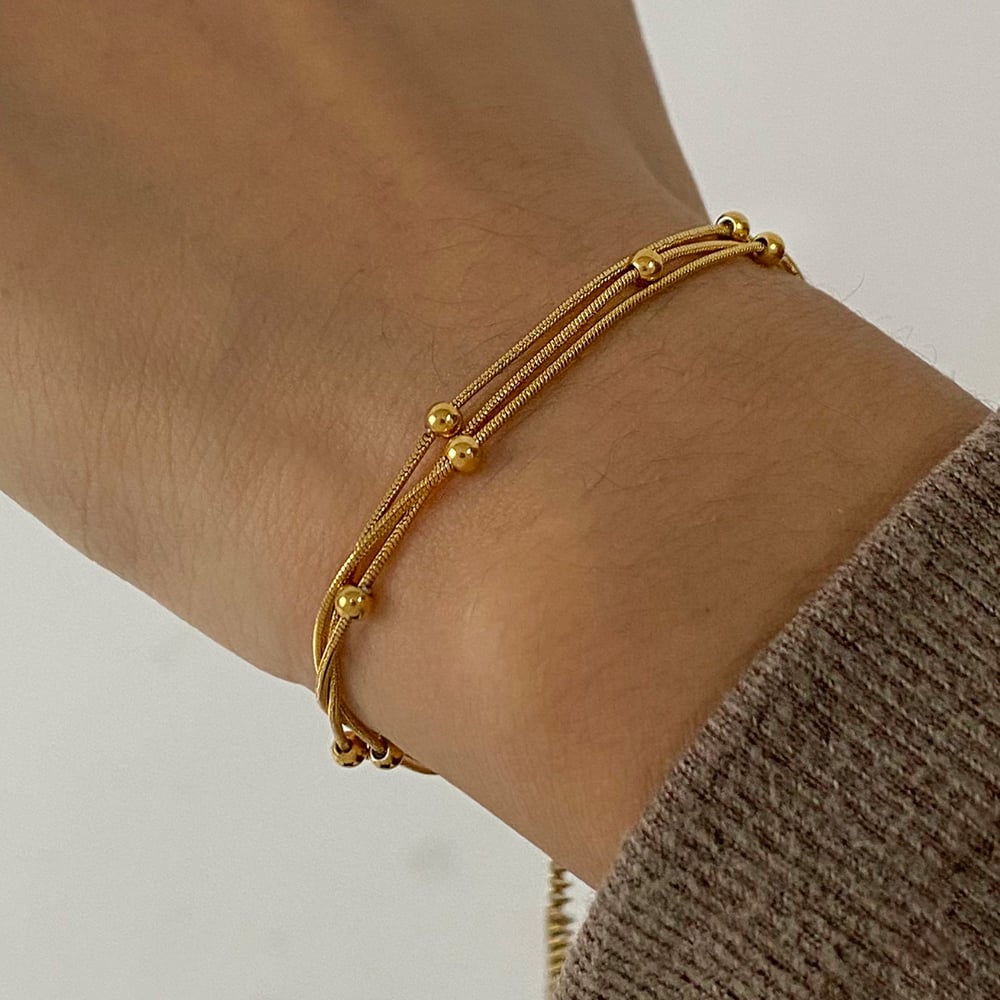 1 Piece Minimalist Series Daily Annular Line Stainless Steel Gold Color Women's Chain Bracelets h5Picture5