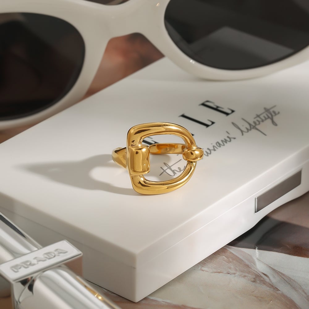 1 Piece Minimalist Series Chic Irregular Shape Stainless Steel Gold Color Women's Adjustable Rings h5Picture7