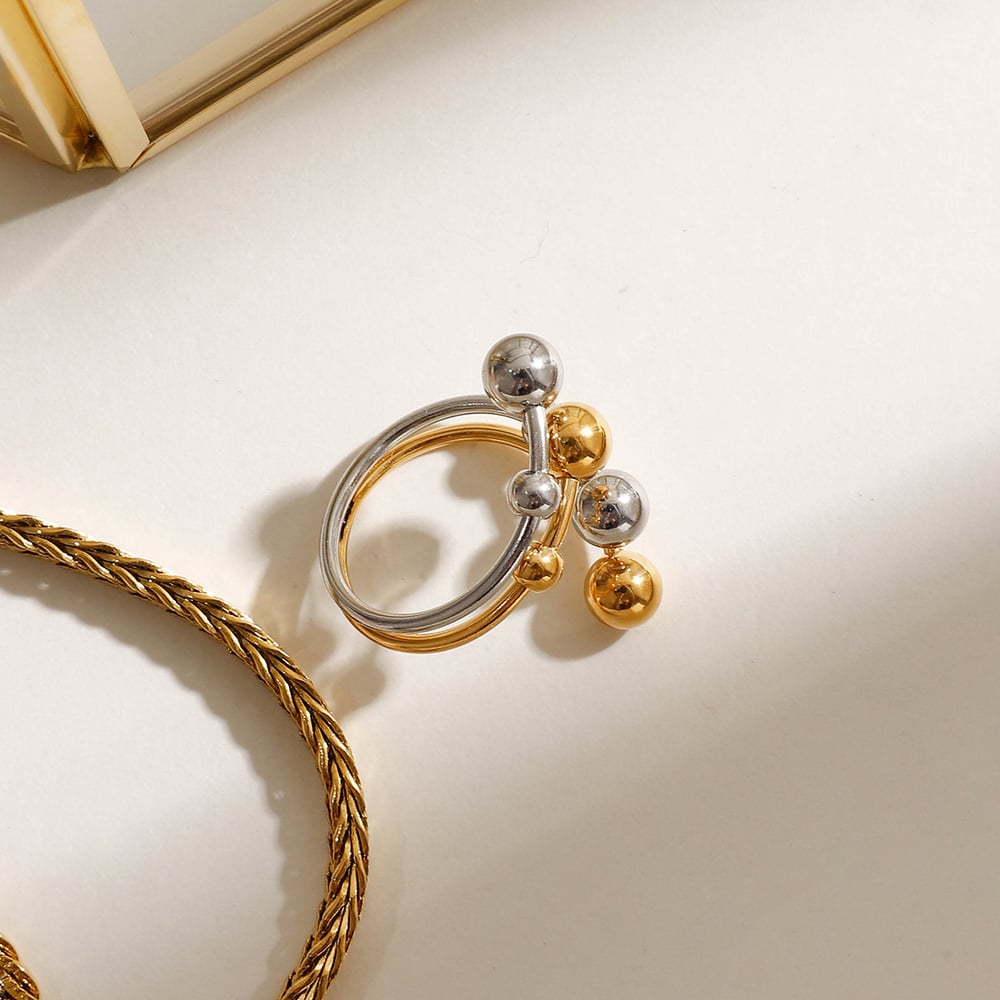 1 Piece Modern Series Vogue Irregular Stainless Steel Gold and Silver Color Women's Adjustable Rings h5Picture7