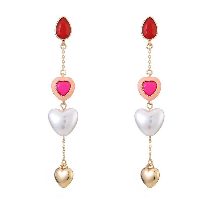 1 Piece Romantic Series Gorgeous Love Heart Polychrome Drop Oil Gold Color Alloy Women's Layered Necklaces h5Picture7