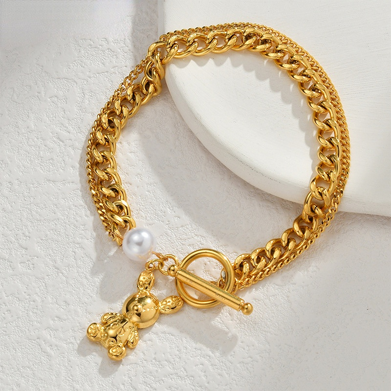 1 Stück Simple Series Tägliche einfarbige Edelstahl-Charm-Armbänder für Damen Bild4