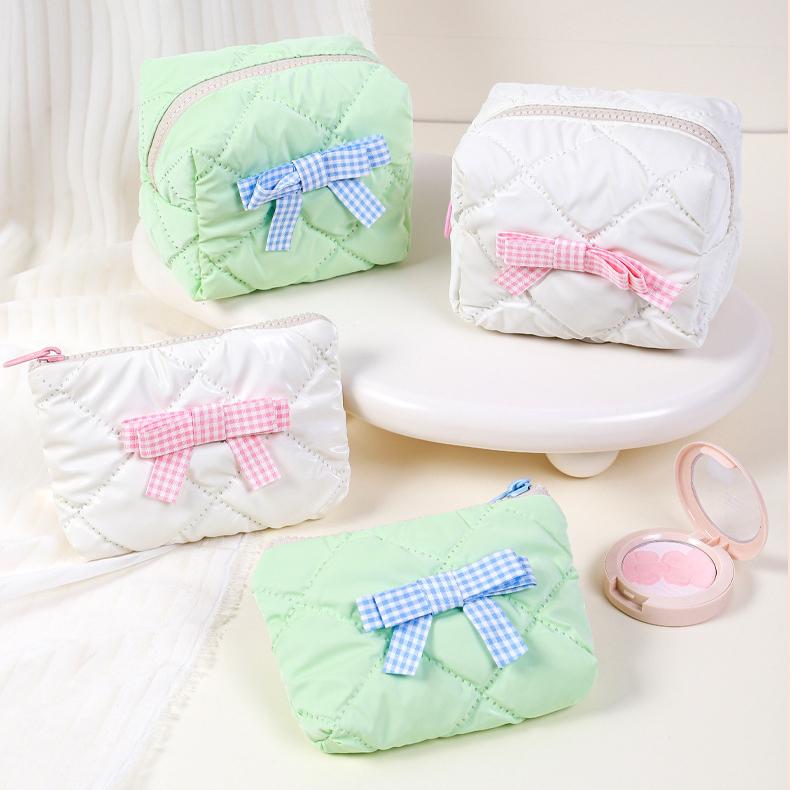 1 Piece Sweet Series Plaid Romantic Bow Knot Lightweight Women's Cosmetic Bags h5Picture8