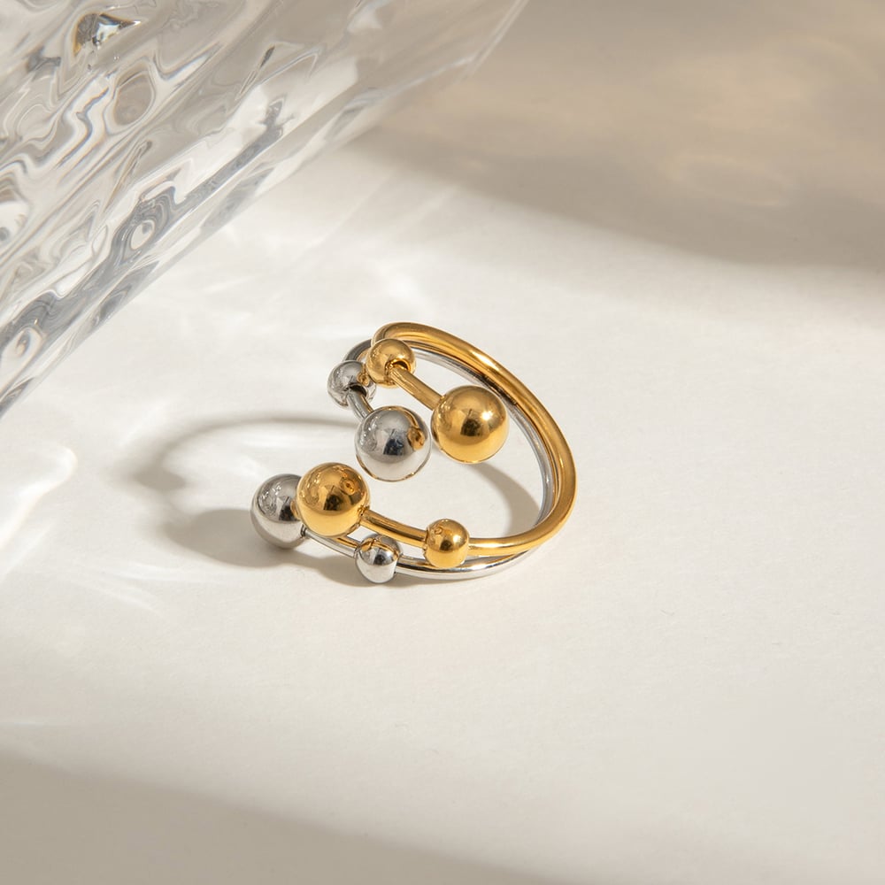 1 Piece Modern Series Vogue Irregular Stainless Steel Gold and Silver Color Women's Adjustable Rings h5Picture8