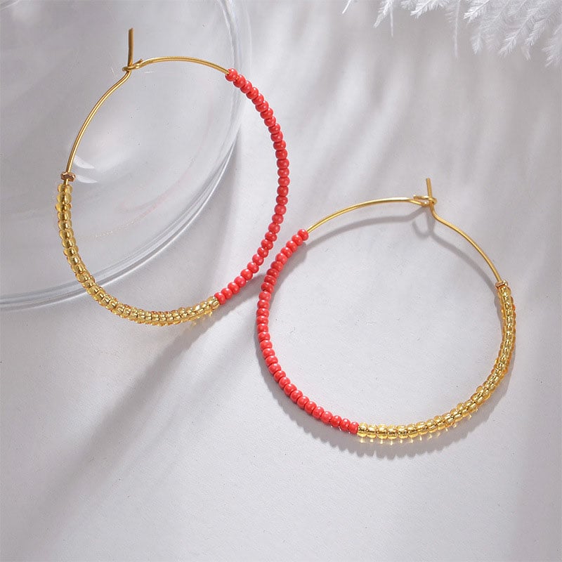 1 Paar einfache Serie einfache gemischte Farbe Edelstahl Creolen für Damen h5Bild6