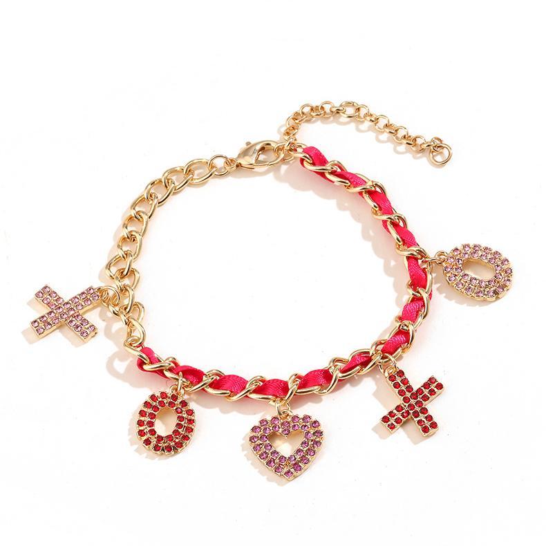 1 Piece Exquisite Series Sparkling Heart Shape Gold Color Alloy Knitted Women's Layered Necklaces Picture7