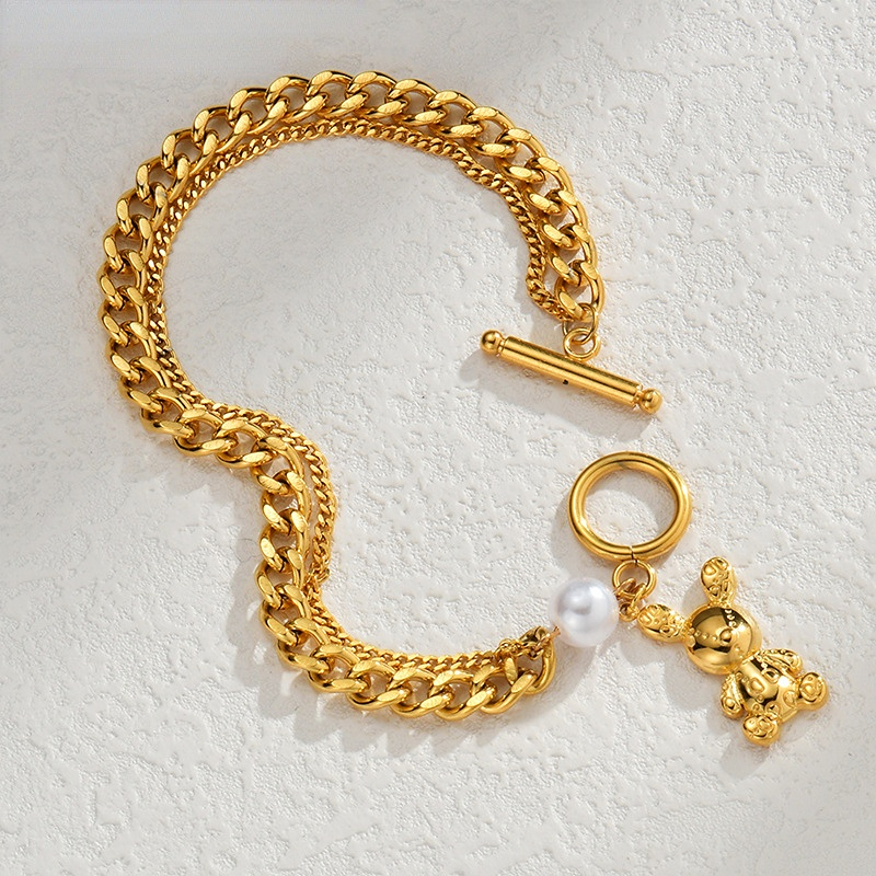 1 Stück Simple Series Tägliche einfarbige Edelstahl-Charm-Armbänder für Damen Bild3