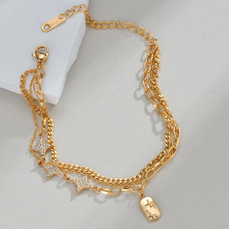 1 Stück Simple Series Daily Patchwork Edelstahl Damen Charm Armbänder h5Bild4