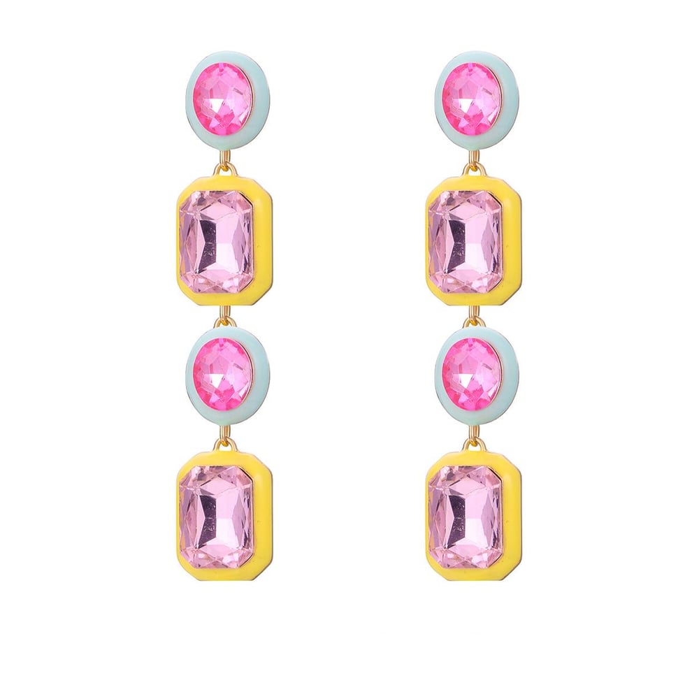 1 Pair Luxurious Series Irregular Geometric Shape Colorful Drop Oil Gold Color Alloy Women's Drop Earrings h5Picture7