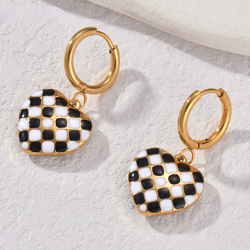 1 Paar einfache Serie täglich gemischte Farbe Edelstahl Tropfen Ohrringe für Damen h5Bild4