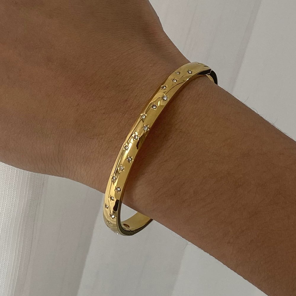 1 Piece Romantic Series Little Star All-match Stainless Steel Gold Color Women's Bangles h5Picture8