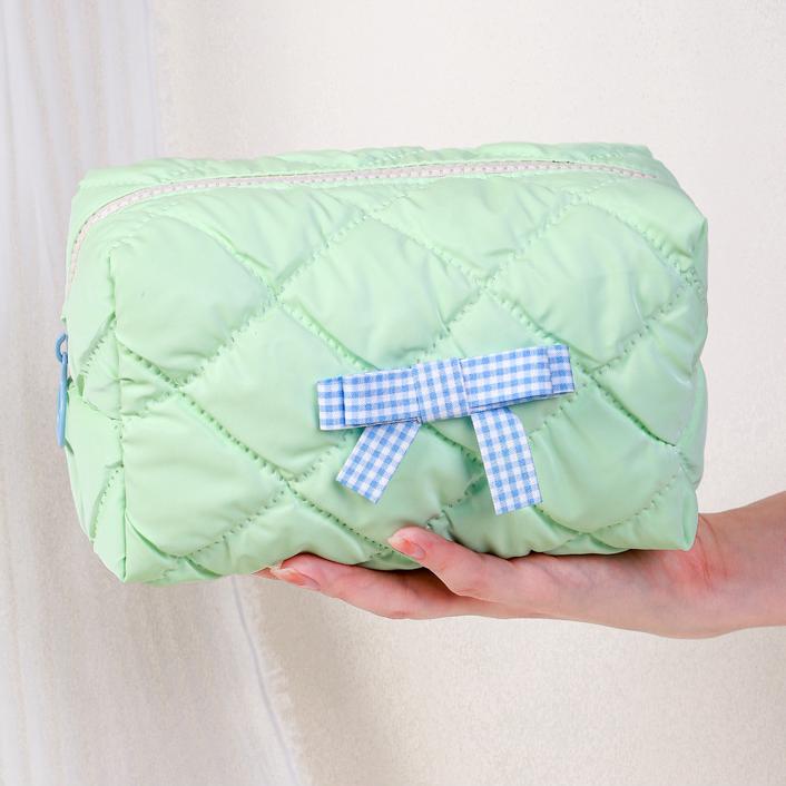 1 Piece Sweet Series Plaid Romantic Bow Knot Lightweight Women's Cosmetic Bags h5Picture4