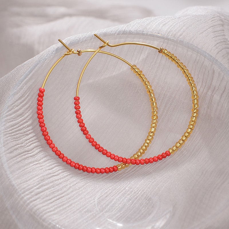 1 Paar einfache Serie einfache gemischte Farbe Edelstahl Creolen für Damen h5Bild3