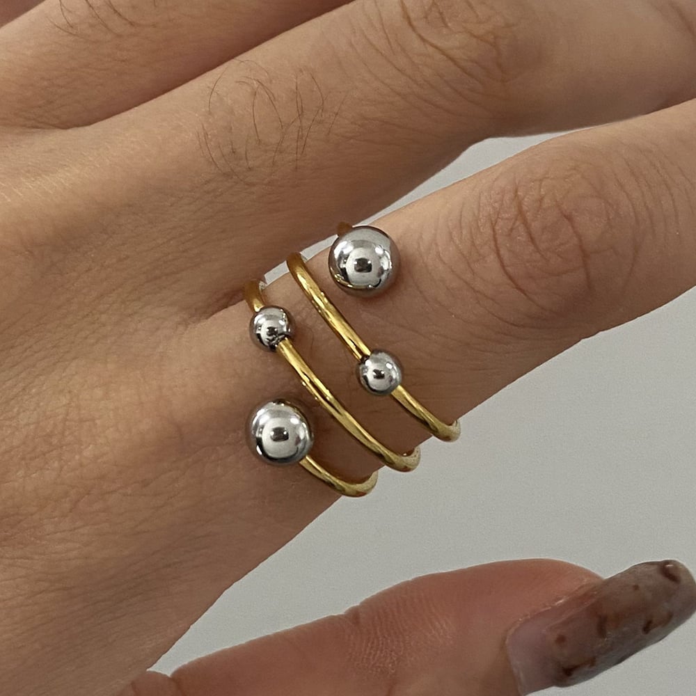 1 Piece Simple Series Personality Asymmetric Sphere Line Stainless Steel Gold Color Women's Single Rings h5Picture7
