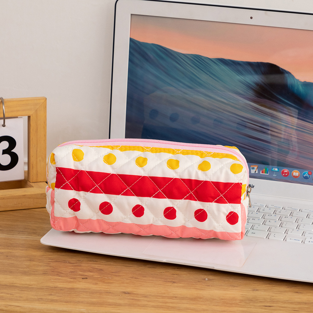 1 Pair Colorful Series Rainbow Cute Polka Dots Portable Large Capacity With Random Printing Design Women's Cosmetic Bags h5Picture8