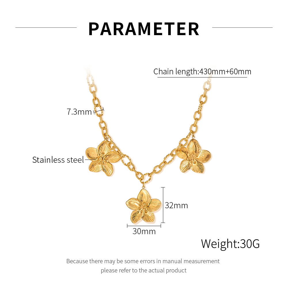 1 Piece Luxurious Series Retro Flower Stainless Steel Gold Color Women's Pendant Necklaces Picture7