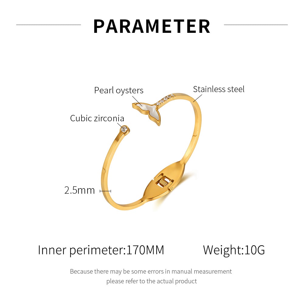 1 Piece Designable Series Simple Fishtail Stainless Steel Gold Color Women's Bangles h5Picture7