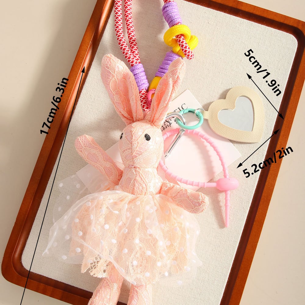 1 Piece Fantastic Series Sweet Pink Rabbit With Lace Canvas Women's Bag Charms Picture8