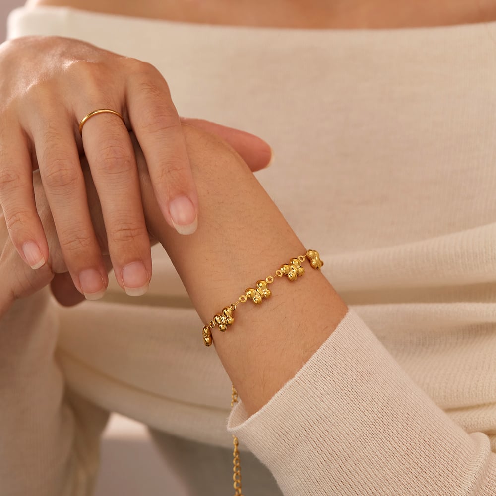 1 Piece Designable Series Daily Butterfly Stainless Steel Gold Color Women's Chain Bracelets Picture7