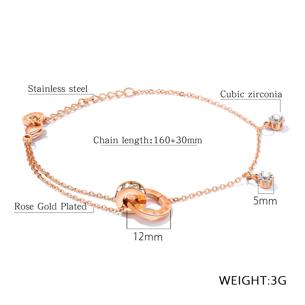 Pulsera de cadena de acero inoxidable color dorado con números diarios de serie simple para mujer, 1 pieza h5Imagen8