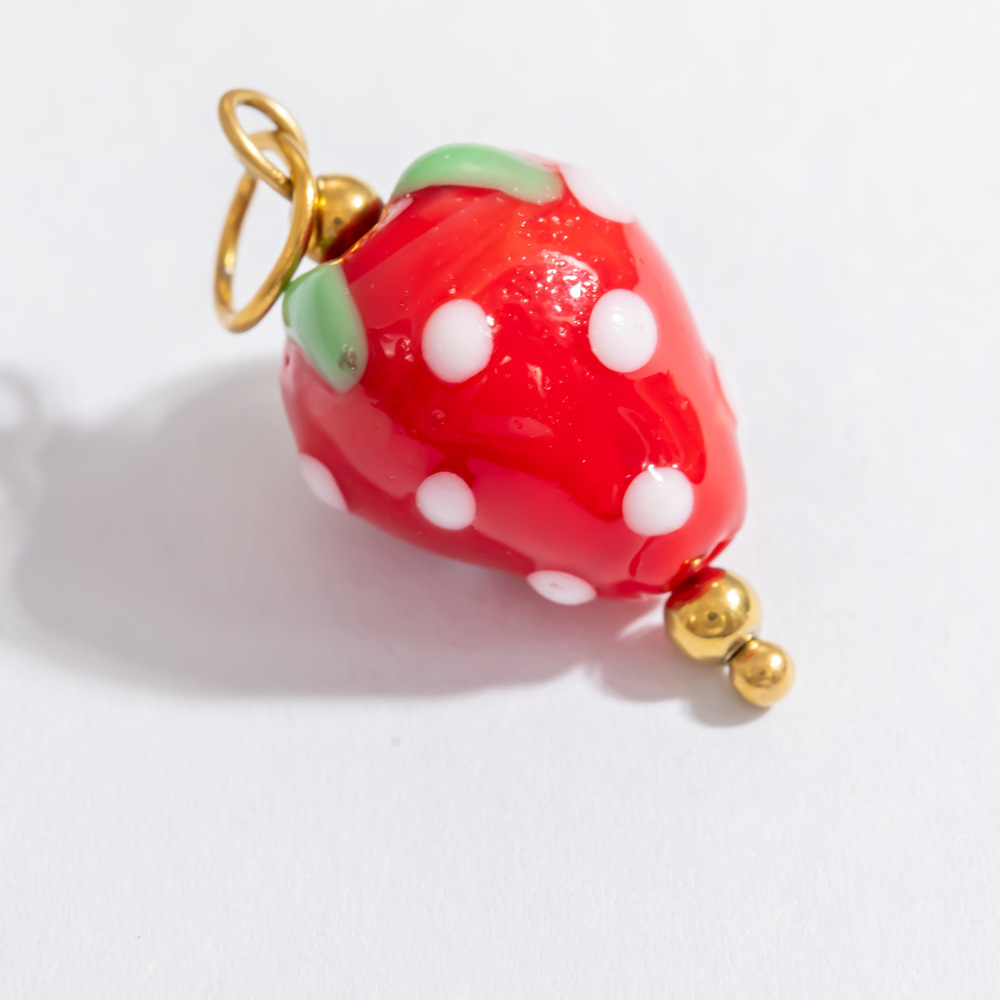 1 Piece Chromatic Series Natural Fruit Coloured Glaze Stainless Steel Gold Color Women's Pendants h5Picture11