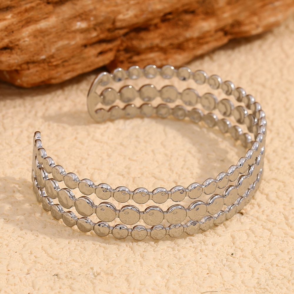 1 Piece Simple Series Retro Geometric Stainless Steel   Gold Color  Women's Bangles h5Picture8