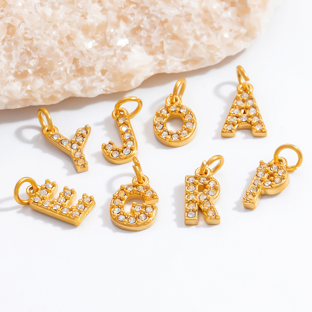 1 Piece Luxurious Series Daily Letter DIY Statement Piece Stainless Steel Gold Color Women's Pendants h5Picture6