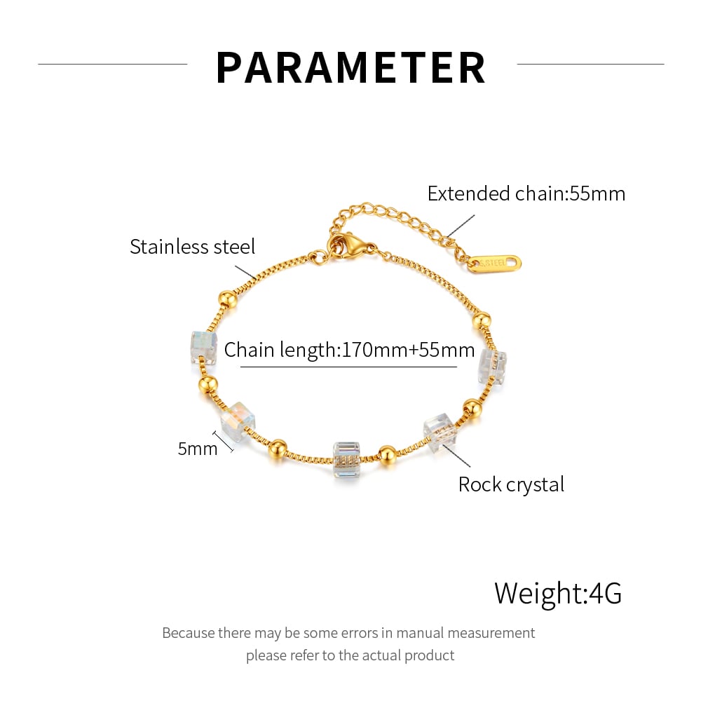 1 Piece Exquisite Series Daily Cubic Stainless Steel Gold Color Women's Chain Bracelets h5Picture6