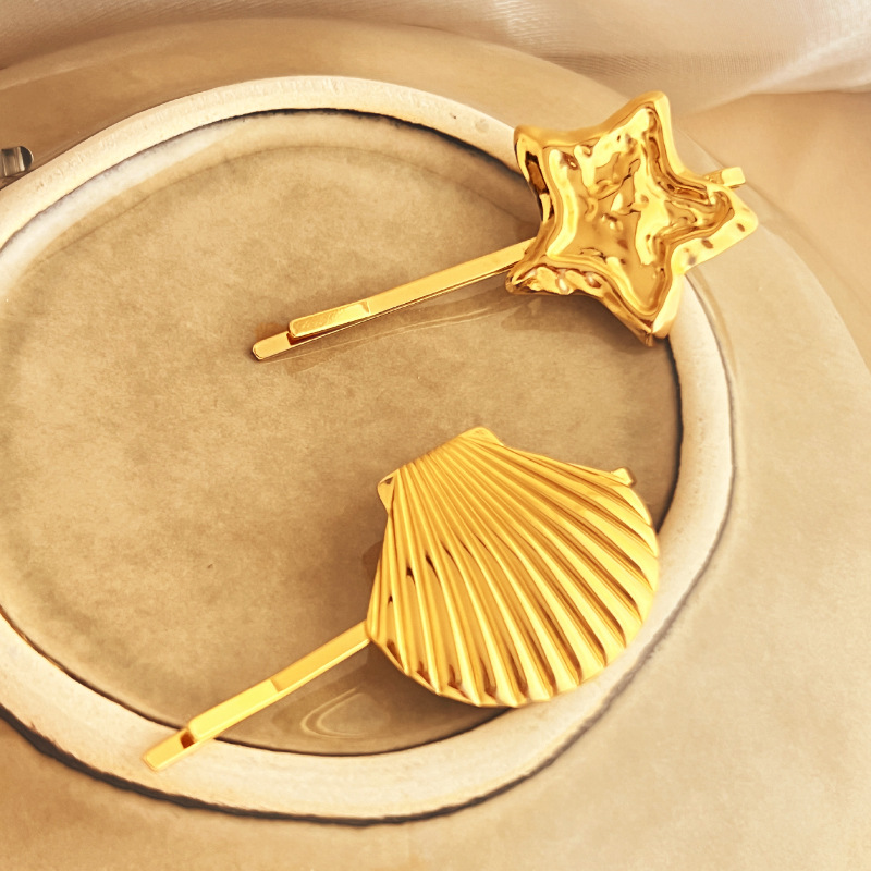 1 Piece Exquisite Series Classic Shell Shape Stainless Steel Gold Color Women's Hair Clips h5Picture5