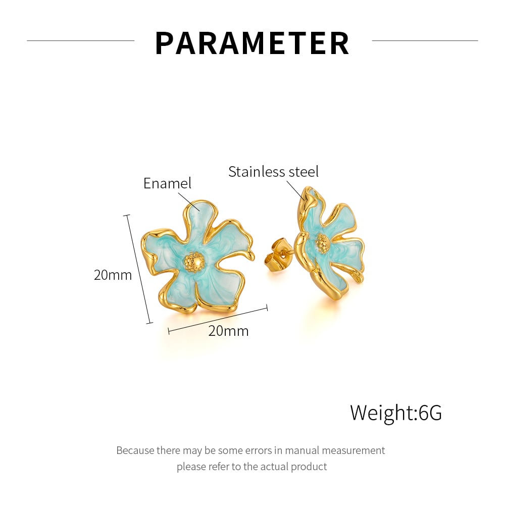 1 Pair Elegant Series Daily Flower Stainless Steel Gold Color Women's Stud Earrings h5Picture8