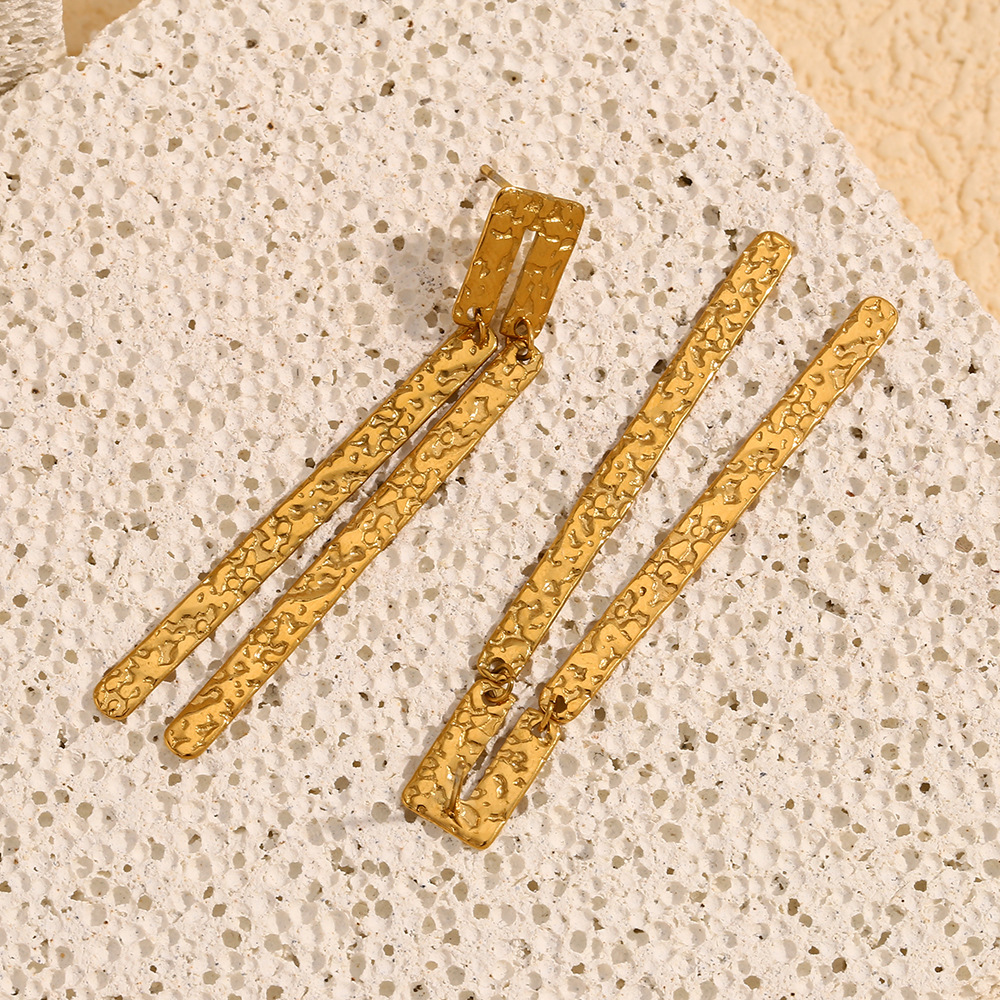 1 Pair Classic Series Elegant Geometric Stainless Steel   Gold Color  Women's Drop Earrings h5Picture6