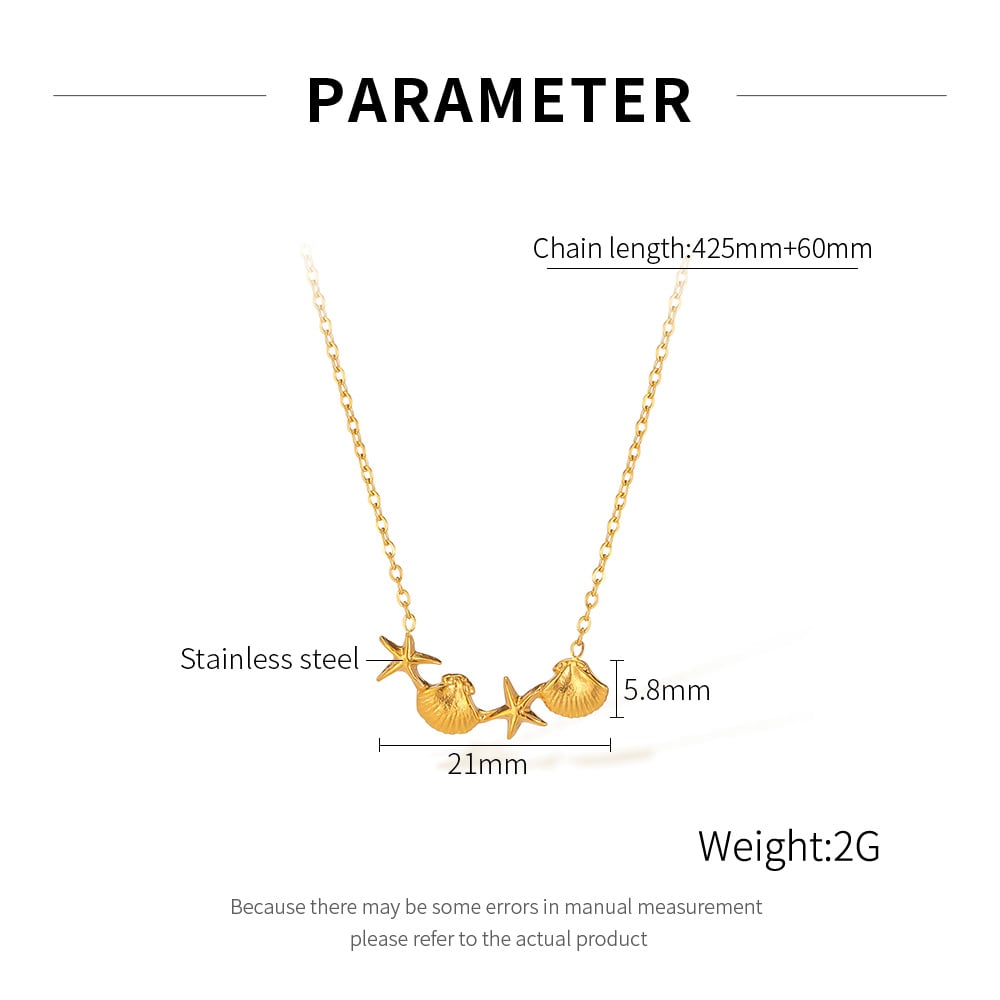 1 Piece Vacation Series Marine Starfish Stainless Steel Gold Color Women's Pendant Necklaces Picture7
