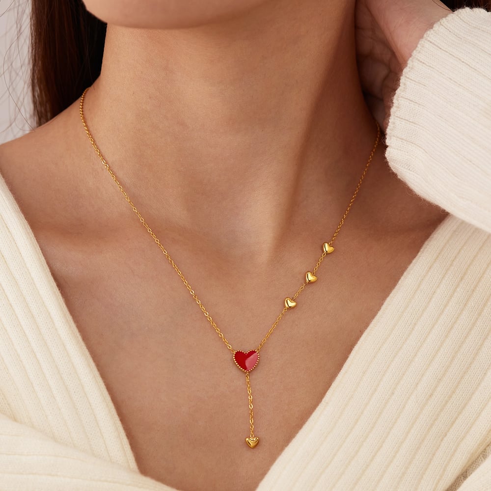 1 Stück Simple Series Daily Heart Edelstahl Goldfarben Damen-Anhänger-Halsketten h5Bild5