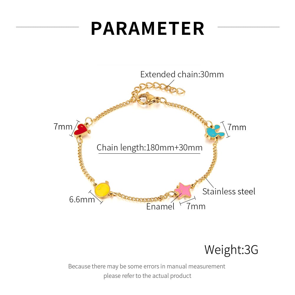 1 Piece Vivid Series Polychrome Heart Stainless Steel Gold Color Women's Chain Bracelets Picture9