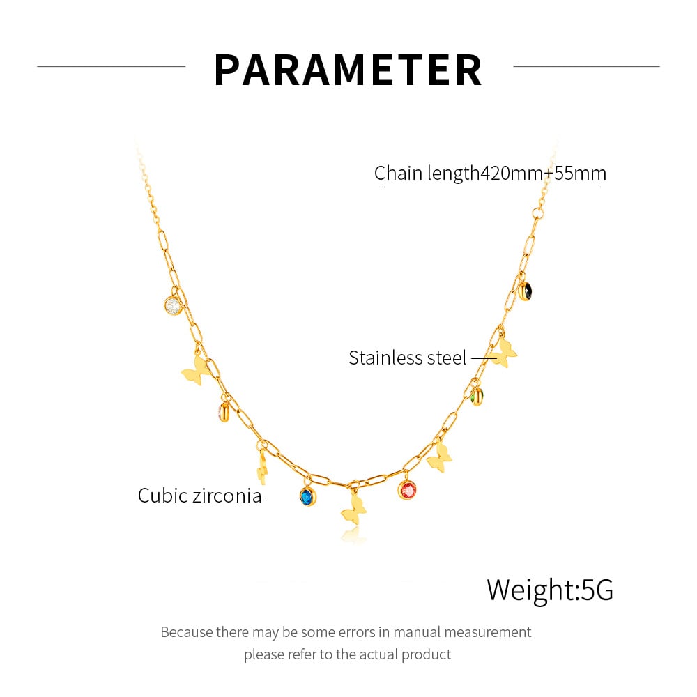 1 Piece Polychrome Series Chic Butterfly Tassel Stainless Steel Women's Chain Necklaces h5Picture7