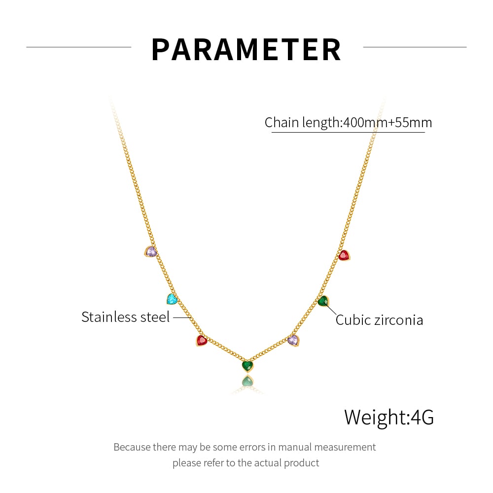 1 Piece Polychrome Series Exquisite Heart Shape Stainless Steel Women's Pendant Necklaces h5Picture7
