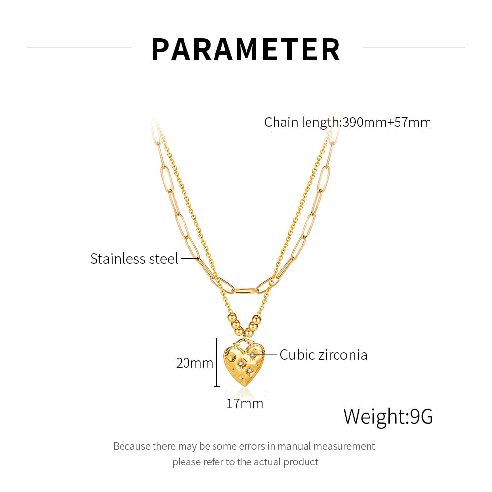 1 Piece Superior Series Chic Heart Stainless Steel Gold Color  Women's Pendant Necklaces h5Picture7
