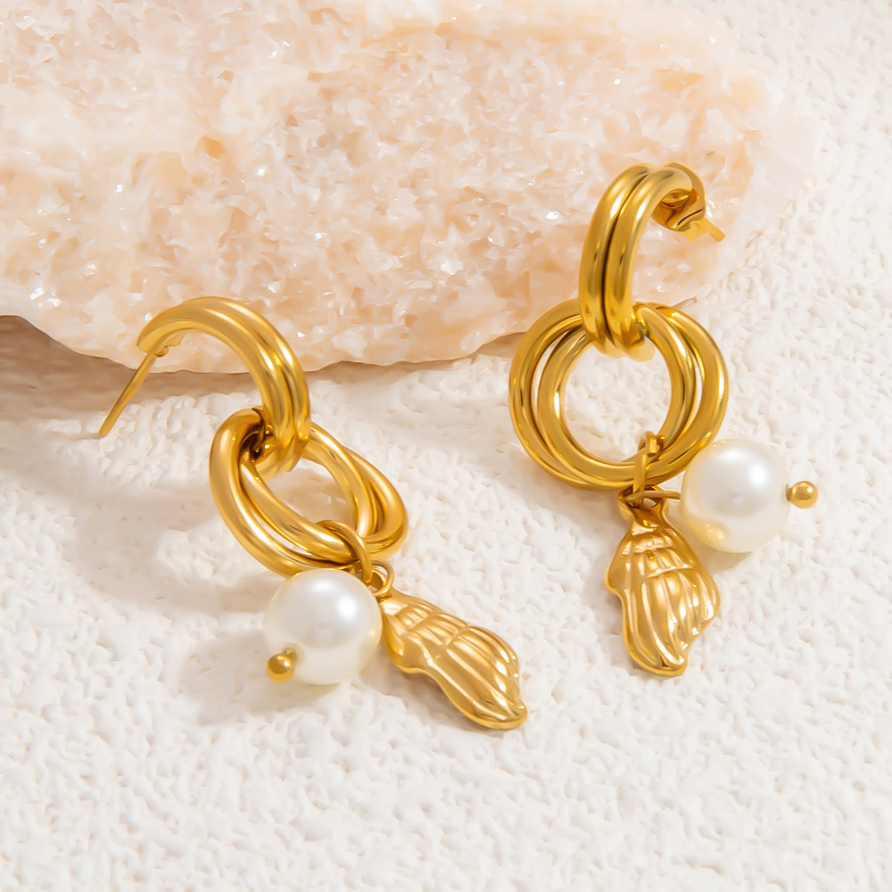 1 Pair Luxurious Series Charming Sea Horse Shape Stainless Steel Gold Color Women's Drop Earrings h5Picture7
