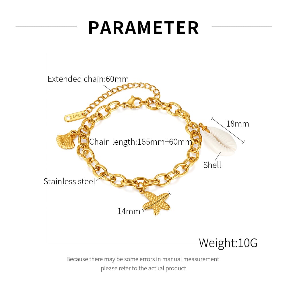 1 Piece Ocean Series Daily Starfish Stainless Steel Gold Color Women's Charm Bracelets Picture6