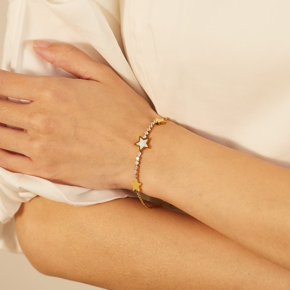 1 Piece Classic Series Daily Star Shape Stainless Steel Gold Color Women's Chain Bracelets Picture7