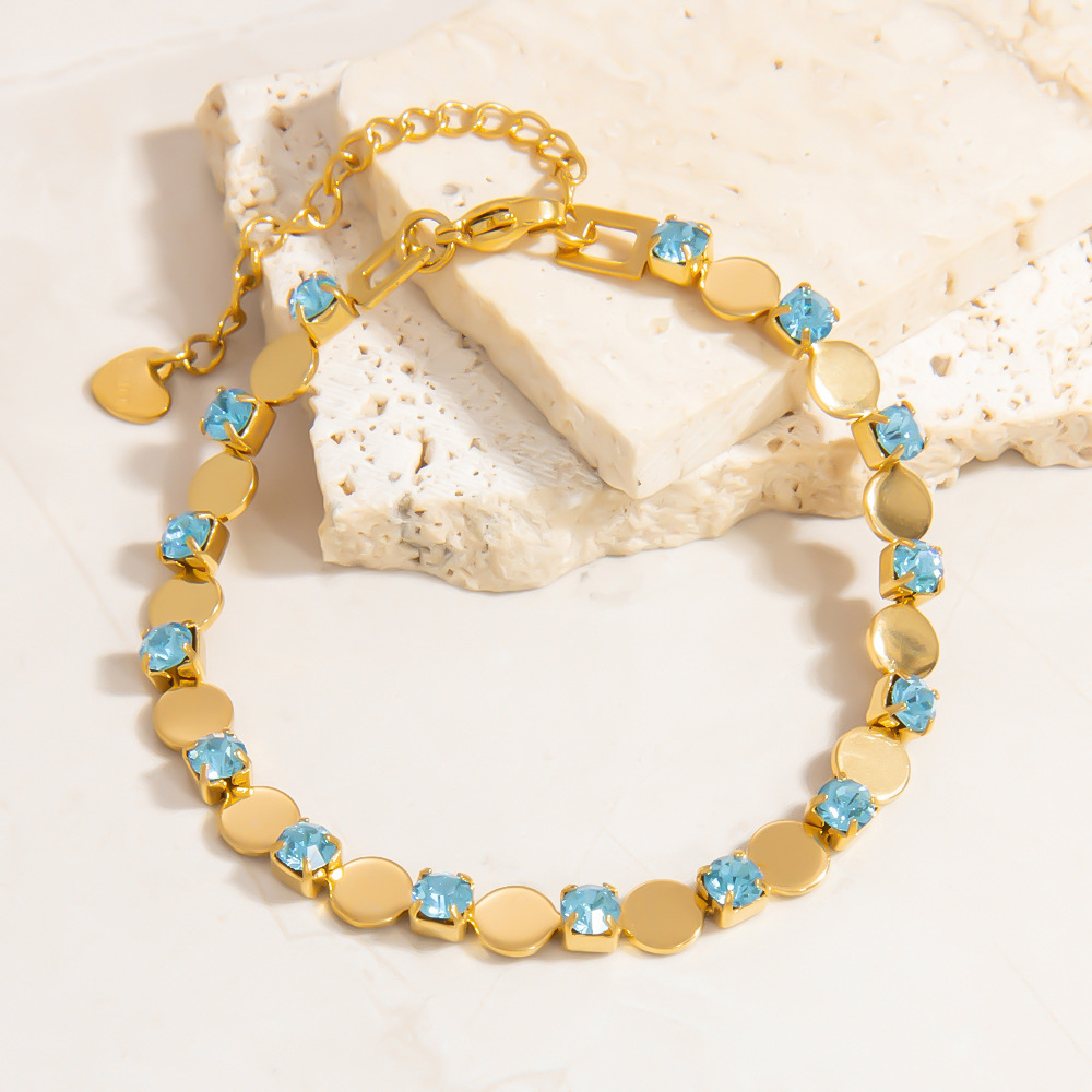 Pulsera de cadena de titanio y acero dorado con forma de corazón para mujer, serie lujosa, 1 unidad h5Imagen10