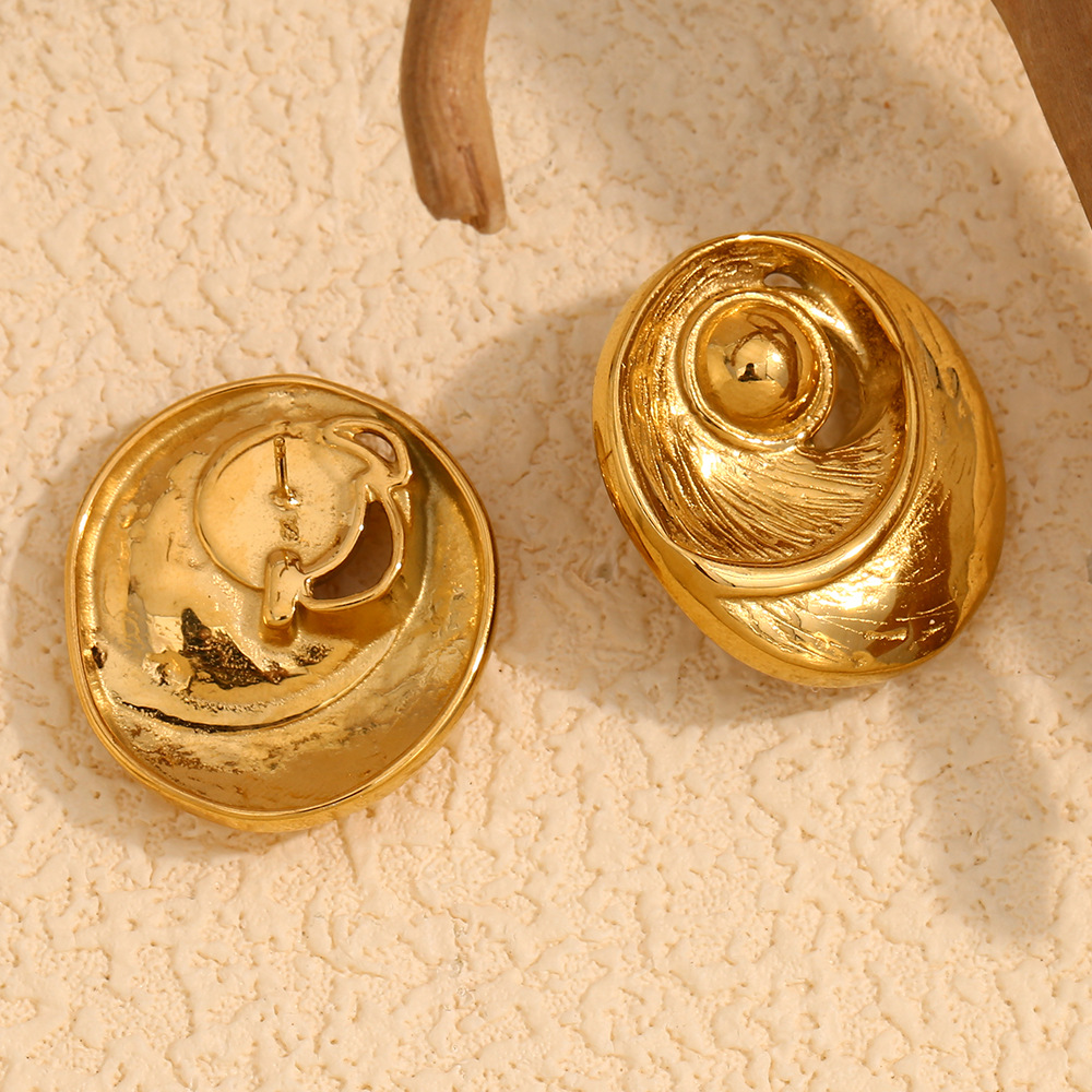 1 Pair Classic Series Retro Geometric Stainless Steel   Gold Color  Women's Stud Earrings h5Picture7
