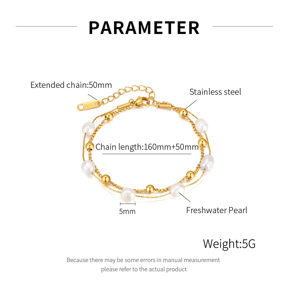 1 Piece Vintage Series Daily Two-layer Stainless Steel Gold Color Women's Chain Bracelets h5Picture7