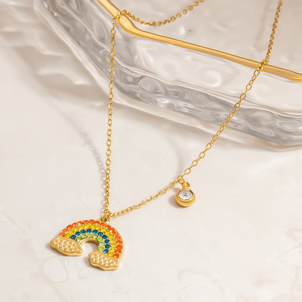 1 pieza de collar con colgante de acero inoxidable dorado con diseño de planta romántica para mujer h5Imagen7