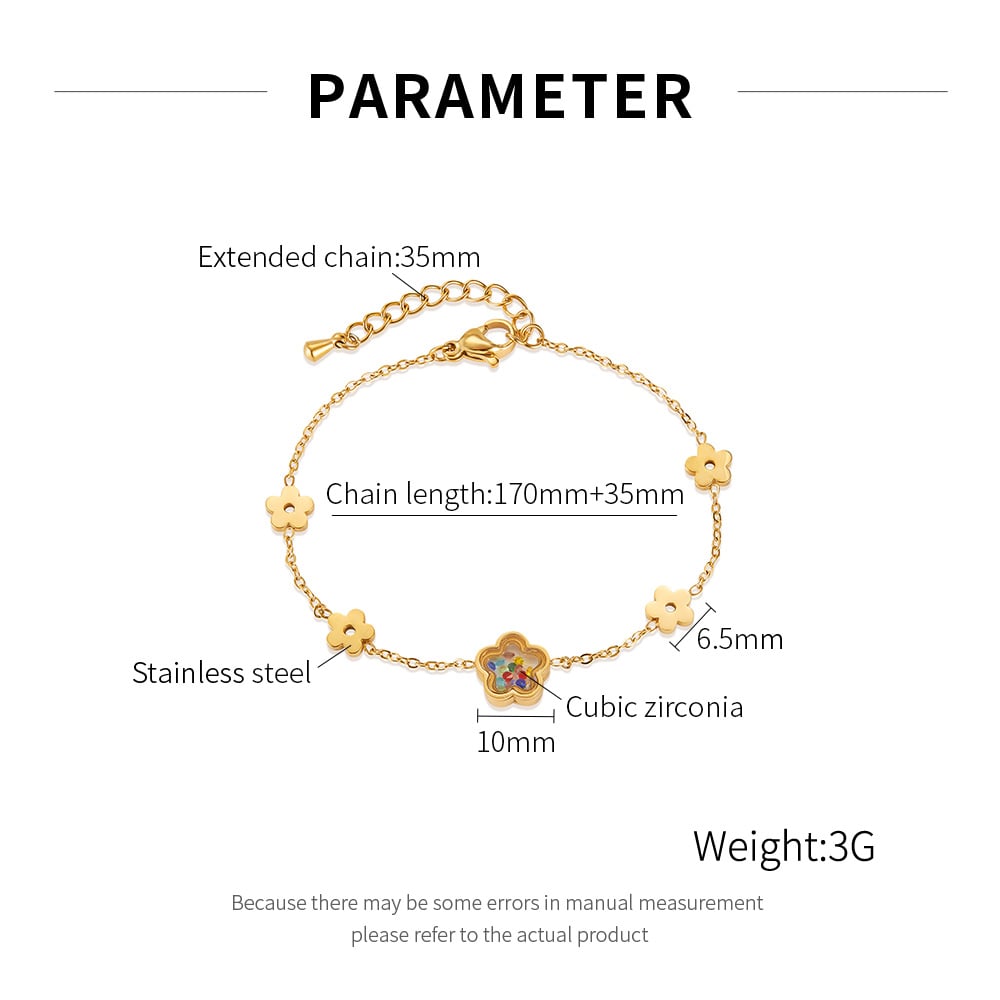 1 Piece Designable Series Daily Flower Stainless Steel Gold Color Women's Charm Bracelets Picture8