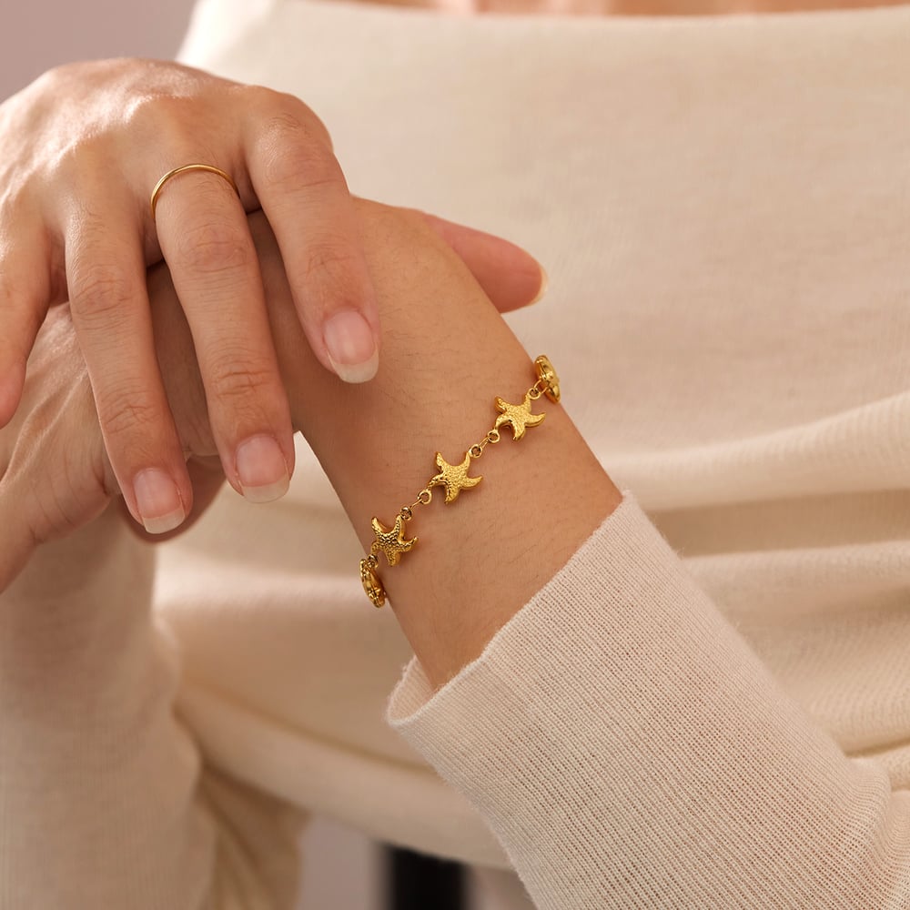 1 Piece Vacation Series Simple Seashell Stainless Steel Gold Color Women's Chain Bracelets h5Picture7