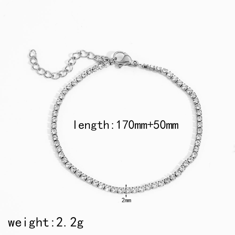 pulsera unisex de cadena de acero inoxidable con circonitas de color dorado y diseño geométrico de estilo  de lujo de 1 pieza Imagen9