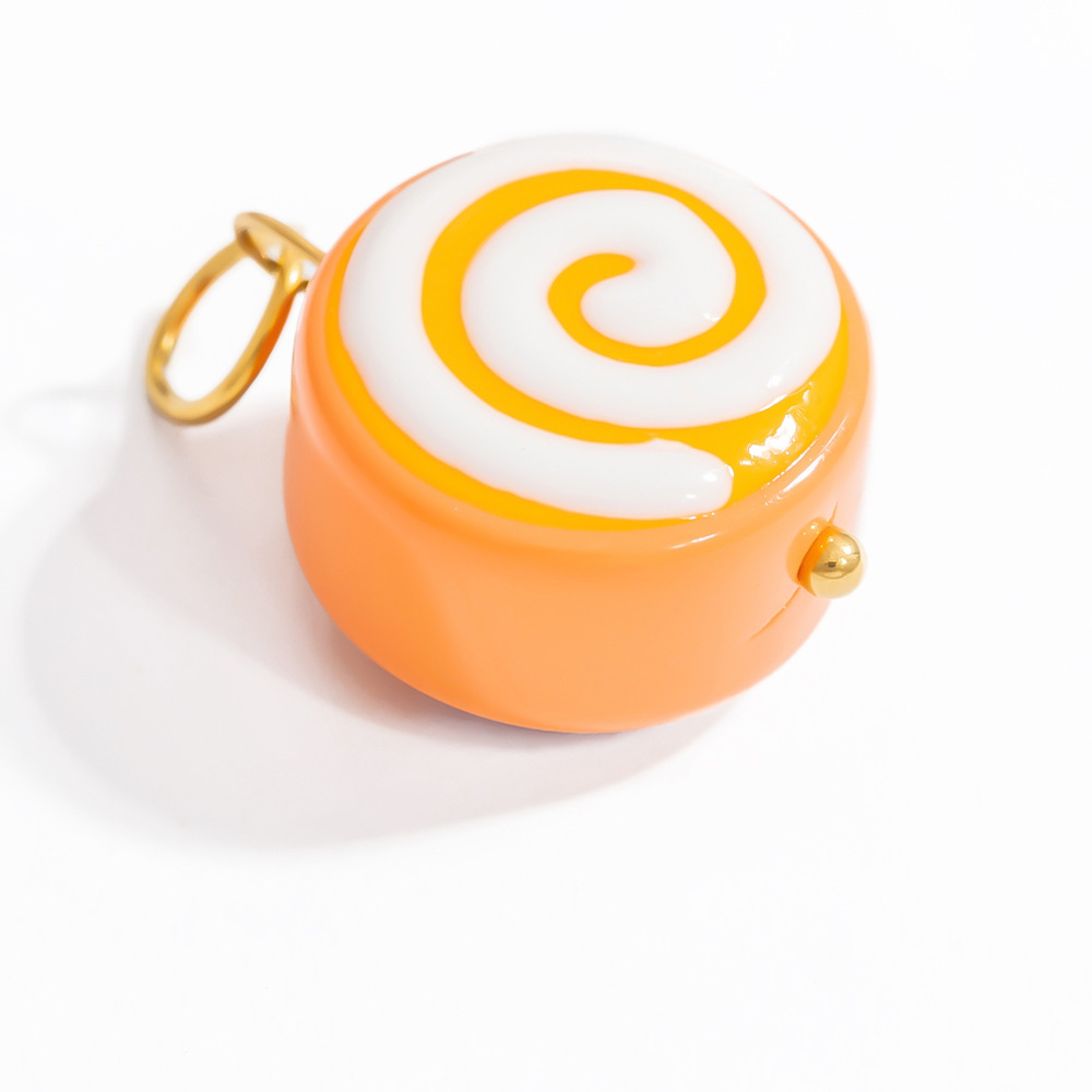 1 Piece Chromatic Series Sweet Doughnut Coloured Glaze Stainless Steel Gold Color Women's Pendants h5Picture7
