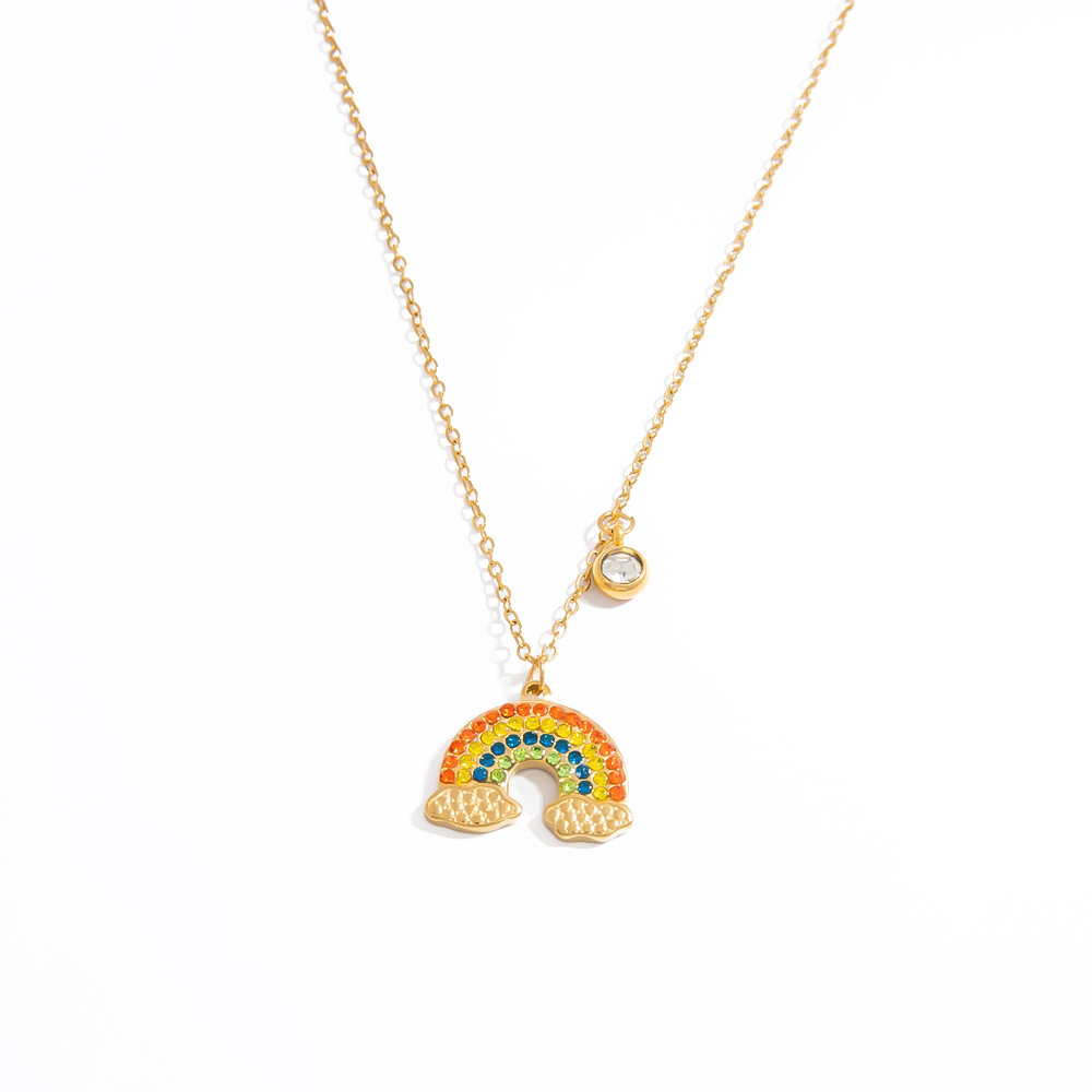 1 pieza de collar con colgante de acero inoxidable dorado con diseño de planta romántica para mujer h5Imagen10